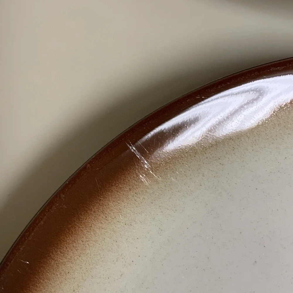 4 Wallace China Brown Airbrush Rim Bread Plates L.A, Calif Vtg Restaurant Ware